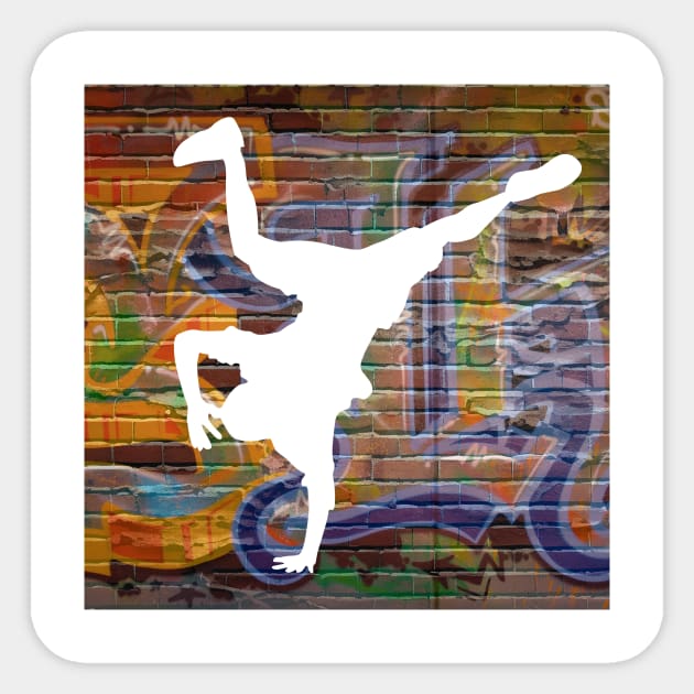 Break Dancer on Graffiti Background 5 Sticker by Jay Major Designs